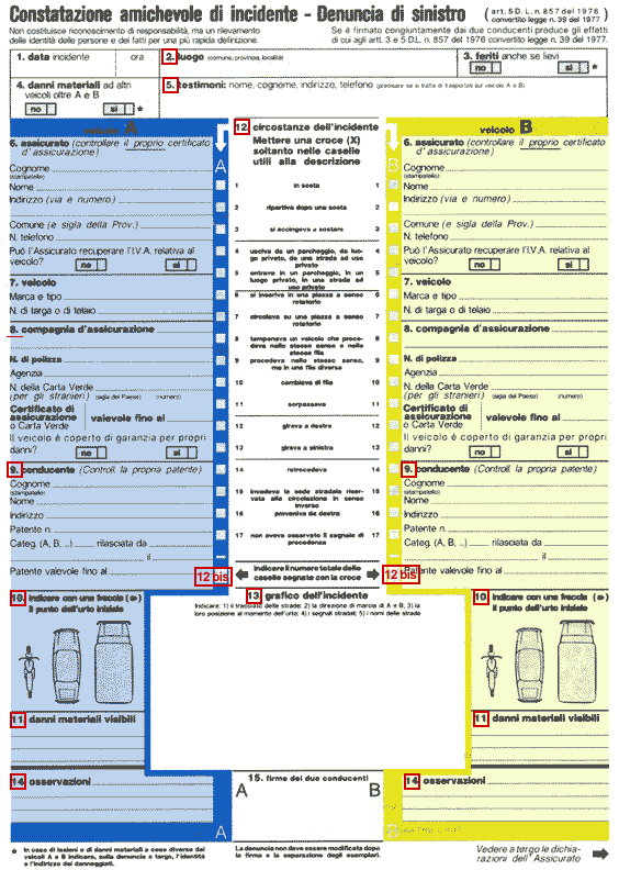 modulo constatazione amichevole