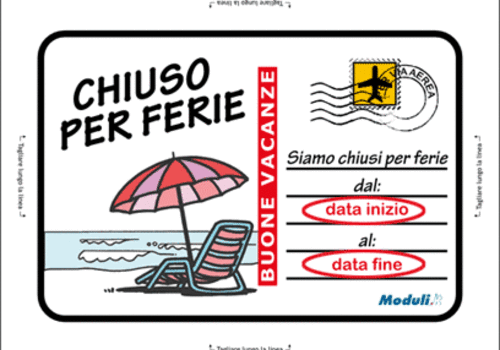 Cartello Chiuso Per Ferie