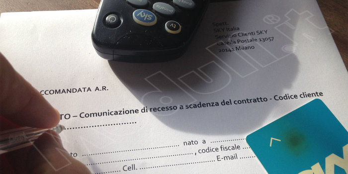 lettera disdetta sky