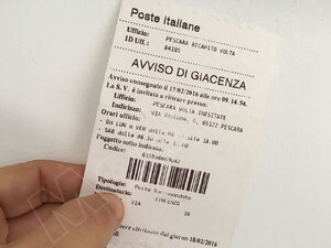 avviso di giacenza, avviso di giacenza scontrino bianco