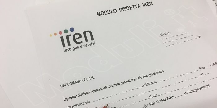 disdetta iren, iren disdetta contratto