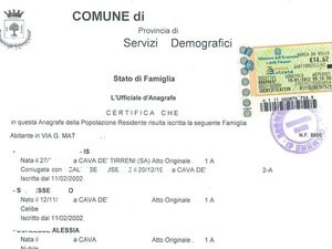 Modulo richiesta certificato storico di famiglia