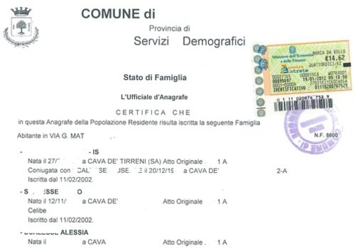 Richiesta Del Certificato Di Stato Di Famiglia Storico