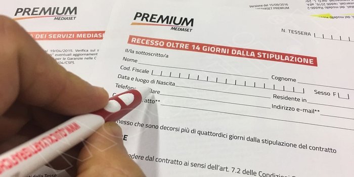 MODULO RECESSO IMMEDIATO MEDIASET PREMIUM SCARICARE