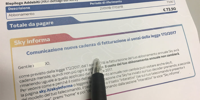 fatture sky, fatture sky ogni 4 settimane