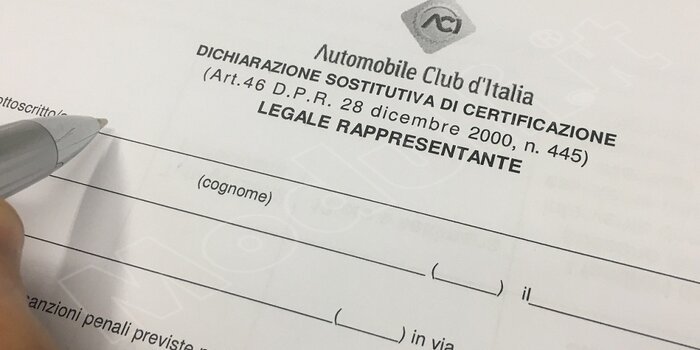 dichiarazione sostitutiva legale rappresentante ACI