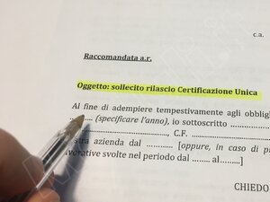 fac simile richiesta certificazione unica