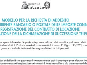 modulo richiesta addebito su conto corrente imposte contratto di locazione