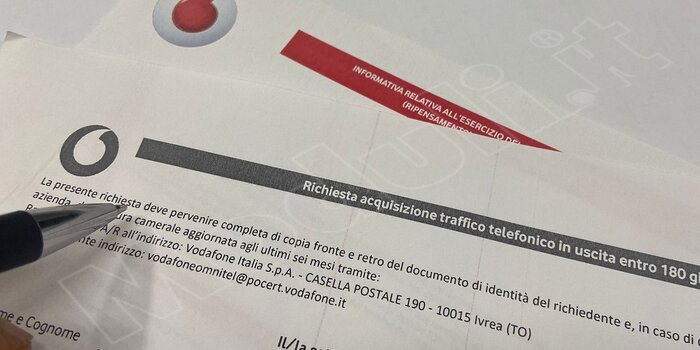 richiesta tabulato telefonico Vodafone