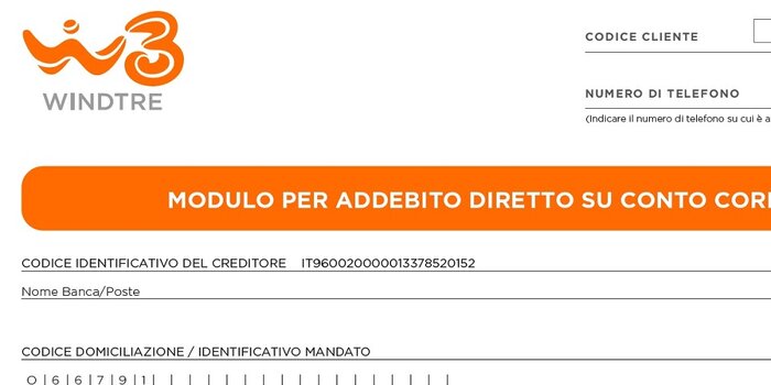 wind tre domiciliazione bancaria