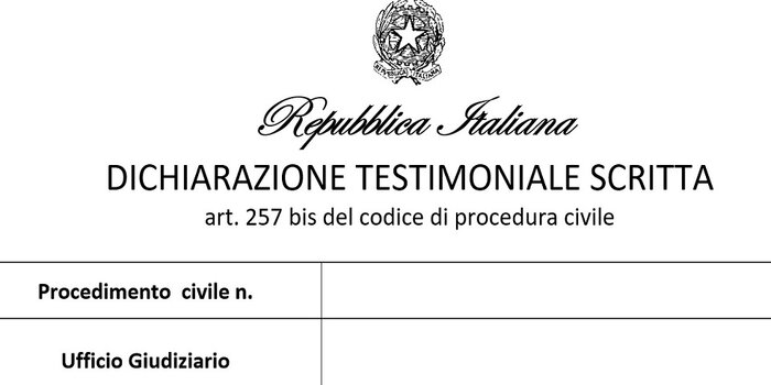 dichiarazione testimoniale scritta fac simile