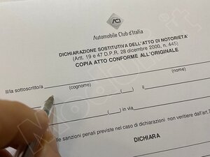 Dichiarazione sostitutiva di copia conforme all'originale ACI