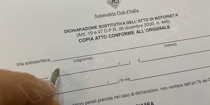 Dichiarazione sostitutiva di copia conforme all'originale ACI