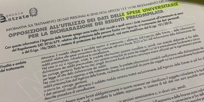 opposizione utilizzo dati spese universitarie