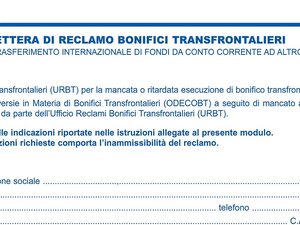 Lettera reclamo bonifici transfrontalieri Poste Italiane