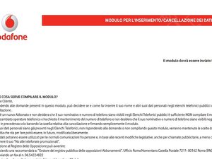 cancellazione elenco telefonico Vodafone
